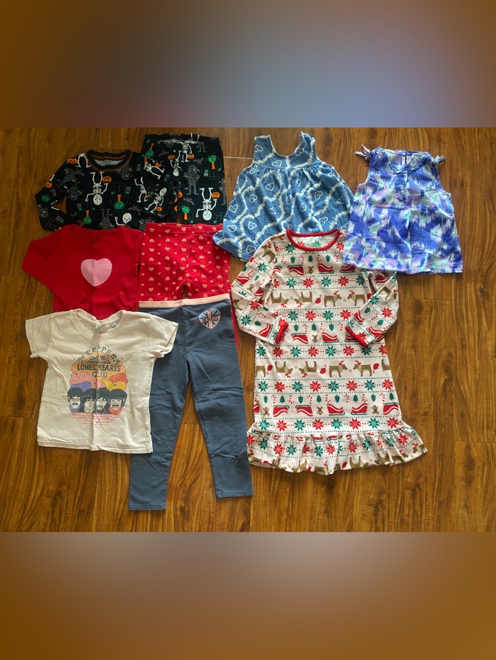 Girls Carters Junk Food DKNY Calvin Klein Multicolor Tops + PJ's Size 5 Casual